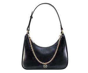 VICTORIA HYDE Unterarmtasche Damen Kleine Schultertasche Schwarz Handtasche Crossbody Leder Shoulder Bag(Schwarz)