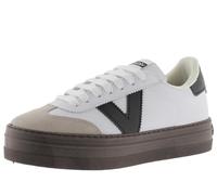 victoria Low-Top Barcelona Ciclista Leder-Effekt & Plattform & Spaltleder-Zehe 1092172 für Damen Blanco 38