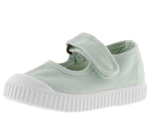 victoria Mary Jane 1915 GËFARBTES Canvas DREC & Klettverschluss Melon 29