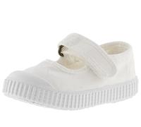 victoria Mary-Janes Unisex 1915 Gefärbte-Canvas Drec & Klettverschluss & Verstärkte Spitze 136605 für Kinder Blanco 18