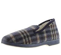 victoria Pantoffeln Wamba Confortable Karomuster & Schaffell-Interieur & Passende Sohle 202061 für Herren Marino 45