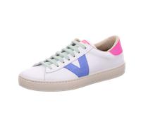 Victoria Shoes 126171 Weiß/Blau/Magenta - sportlicher Schnürschuh - Damenschuhe Top Trends, Weiß, leder für Damen, weiß, Größe 37 EU