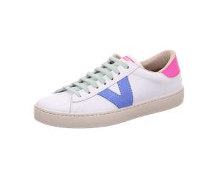 Victoria Shoes 126171 Weiß/Blau/Magenta - sportlicher Schnürschuh - Damenschuhe Top Trends, Weiß, leder für Damen, weiß, Größe 37 EU