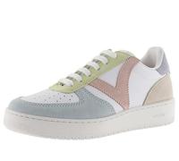 Victoria Sneaker Madrid 1258214 Lederoptik Mehrfarbige Veloursledereinsätzen Weiß Celeste Gr. 40