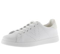 victoria Sneaker Tennis Leder & Glitzer-Fersenpartie & Perforiertes Logo 1125104 für Damen Blanco 39