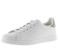 victoria Sneaker Tennis Leder & Glitzer-Fersenpartie & Perforiertes Logo 1125104 für Damen Negro-GRIS 37