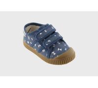 Victoria vegane bedruckte Kinder-Klett-Sneaker - Basket de Lona Marino (Blau) 32