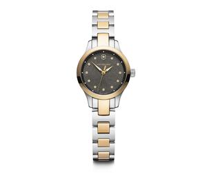 Victorinox Alliance XS, 2-Tone, 28mm Damenuhr dark grey dial, silver/rose-gold two tone bracelet