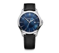 Victorinox Herren Armbanduhr Alliance Ø 40 mm, Swiss Made, Analog Quarz, Wasserdicht bis 100 m, Saphirglas, Leder-Armband, Blau/Schwarz