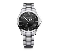 Victorinox Herren Armbanduhr Alliance Ø 40 mm, Swiss Made, Analog Quarz, Wasserdicht bis 100 m, Saphirglas, Edelstahl-Armband, Schwarz/Silber
