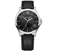Victorinox Herren Armbanduhr Alliance Ø 40 mm, Swiss Made, Analog Quarz, Wasserdicht bis 100 m, Saphirglas, Leder-Armband, Schwarz