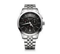 Victorinox Herren Armbanduhr Alliance Chronograph Ø 44mm, Swiss Made, Analog Quarz, Wasserdicht bis 100m, 3-Fach Saphirglas, Edelstahl Armband, Schwarz/Silber, 241745