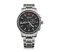 Victorinox Herren Armbanduhr Alliance Sport Chronograph Ø 44 mm, Swiss Made, Analog Quarz, Wasserdicht bis 100 m, Edelstahl-Armband, Schwarz/Silber