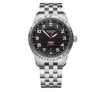 Victorinox Herren Armbanduhr Automatik Airboss Mechanical Ø 42 mm, Swiss Made, Wasserdicht bis 100 m, Saphirglas, Edelstahl-Armband, Schwarz/Silber