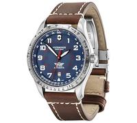 Victorinox Herren Armbanduhr Automatik Airboss Mechanical Ø 42 mm, Swiss Made, Wasserdicht bis 100 m, Saphirglas, Leder-Armband, Blau/Braun