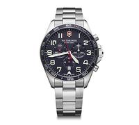 Victorinox Herren Armbanduhr Fieldforce Chrono Ø 42 mm, Swiss Made, Analog Quarz, Wasserdicht bis 100 m, Saphirglas, Edelstahl-Armband, Blau/Silber