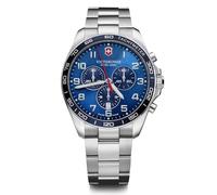 Victorinox Herren Armbanduhr FieldForce Classic Chrono Ø 42 mm, Analog Quarz, Wasserdicht bis 100 m, Edelstahl-Armband, Blau/Silber
