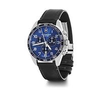 Victorinox Herren Armbanduhr FieldForce Classic Chrono Ø 42 mm, Analog Quarz, Wasserdicht bis 100 m, Saphirglas, Leder-Armband, Blau/Schwarz