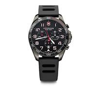 Victorinox Herren Armbanduhr Fieldforce Sport Chrono Ø 42 mm, Swiss Made, Analog Quarz, Wasserdicht bis 100 m, Kautschuk-Armband, Schwarz