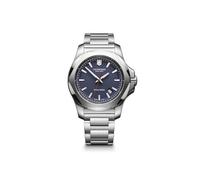 Victorinox Herren Armbanduhr I.N.O.X. Ø 43mm mit Taschenmesser, Swiss Made, Analog Quarz, Wasserdicht bis 200m, Saphirglas, Kautschuk Armband, Silber/Blau, 241724.1