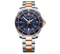 Victorinox Herren Armbanduhr Maverick Large Ø 43 mm, Swiss Made, Analog Quarz, Wasserdicht bis 100 m, Blau/Silber/Roségold