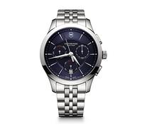 Victorinox Herren-Uhr Alliance Chronograph, Herren-Armbanduhr, analog, Quarz, Wasserdicht, Gehäuse-Ø 44 mm, Armband 21 mm, 168 g, Silber/Blau