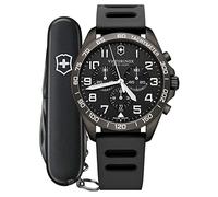 Victorinox Herren-Uhr FieldForce Sport Chrono mit Spartan PS Messer, analog, Quarz, Wasserdicht bis 100 m, Gehäuse-Ø 42 mm, Armband 21 mm, 95 g, Schwarz