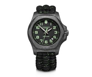 Victorinox I.N.O.X. Carbon 43mm Herrenuhr black dial, black paracord strap