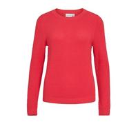 Rundhalspullover VILA "VIDALO O-NECK L/S KNIT TOP- NOOS", Damen, Gr. XXL, hibiscus, Feinstrick, Obermaterial: 100% Baumwolle, unifarben, regular fit normal, Rundhals, Rippbündchen, Pullover Rundhalspu