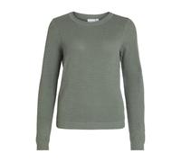 Rundhalspullover VILA "VIDALO O-NECK L/S KNIT TOP- NOOS", Damen, Gr. XXL, grün (laurel wreath), Feinstrick, Obermaterial: 100% Baumwolle, unifarben, regular fit normal, Rundhals, Rippbündchen, Pullove