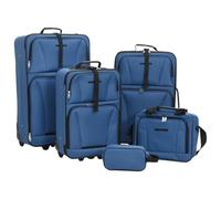 vidaXL Reisekoffer-Set 5-tlg. – 3 Rollkoffer, Reisetasche & Kulturtasche – Blau Stoff