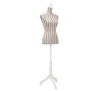 vidaXL Damenbüste Schneiderpuppe Büste Torso Mannequin Leinen mit Streifen - 30031