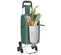 vidaXL Einkaufswagen Grün 39,5 x 33 x 93 cm Oxford-Stoff, Aluminium Stoffwagen, praktische Nutzung, vielseitiger Einkaufswagen, kompakte Stauraum, wetterfester Einkaufsbeutel