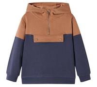 Kinder-Kapuzenpullover mit Halbem Reißverschluss Anthrazit Cognac 104
