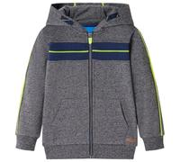 Kinder-Kapuzenpullover mit Reißverschluss Grau Melange 104