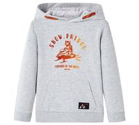 Kinder-Kapuzenpullover Grau Melange und Orange 104