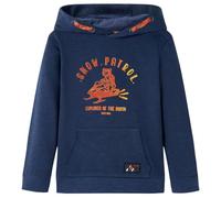 Kinder-Kapuzenpullover Marineblau Melange und Orange 116