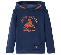 Kinder-Kapuzenpullover Marineblau Melange und Orange 128