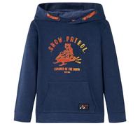 Kinder-Kapuzenpullover Marineblau Melange und Orange 92