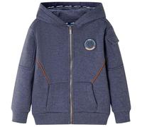 vidaXL Kinder Kapuzenpullover Reißverschluss Pullover Sweatshirt Dunkelblau Melange 128