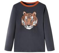 Kinder-Langarmshirt mit Tiger-Aufdruck Pullover Sweatshirt T-Shirt Anthrazit 104