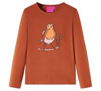 Kinder-Langarmshirt mit Vogel-Aufdruck Pullover Sweatshirt T-Shirt Cognac 104