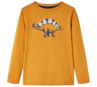 Kinder Langarmshirt Dinosaurier Druck Langarm T-Shirt Jungen Dunkles Ocker 104
