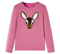 vidaXL Kinder-Langarmshirt Hirsch aus Pailletten Pullover Sweatshirt Himbeerrosa 104
