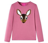 vidaXL Kinder-Langarmshirt Hirsch aus Pailletten Pullover Sweatshirt Himbeerrosa 116