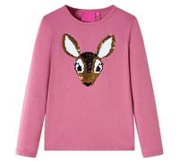 vidaXL Kinder-Langarmshirt Hirsch aus Pailletten Pullover Sweatshirt Himbeerrosa 128