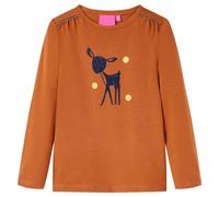 vidaXL Kinder Langarmshirt Hirsch Druck Langarm T-Shirt Jungen Kindershirt Cognac 92