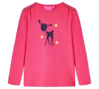 Kinder Langarmshirt Hirsch Langarm T-Shirt Jungen Kindershirt Knallrosa 128