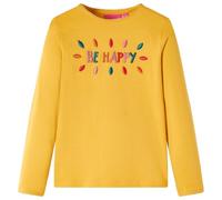 vidaXL Kinder-Langarmshirt mit 3D-Beschriftung Pullover Sweatshirt Dunkles Ocker 104
