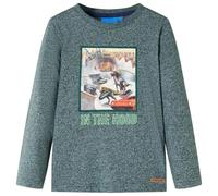 Kinder-Langarmshirt - Dunkelgrün Melange, Größe 104 - 104 / Grün